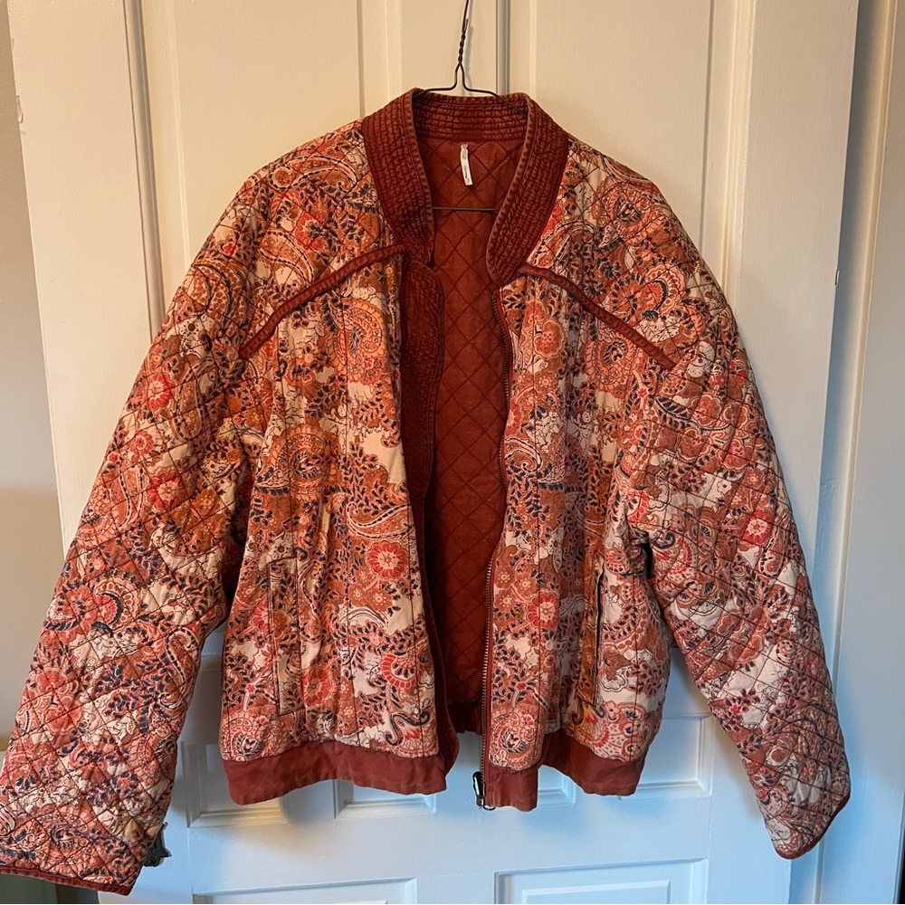 Free People Multicolor Quilted Bomber Jacket